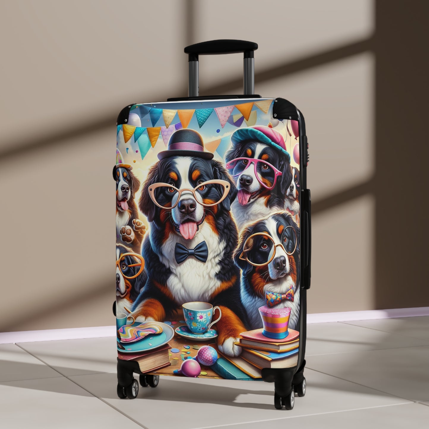 Whimsical Bernese Mountain Dog Suitcase - Fun and Playful Design