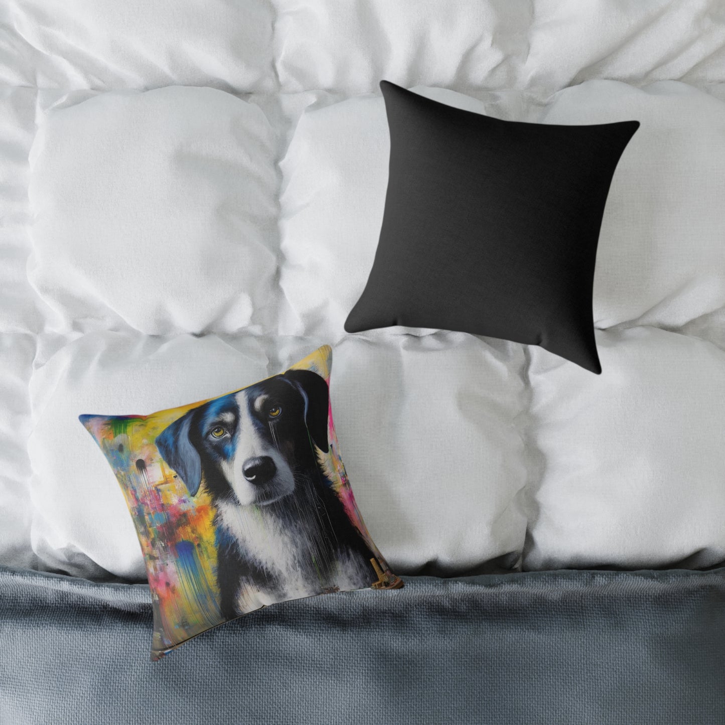 Abstract Canine Expression - Square Poly Canvas Pillow