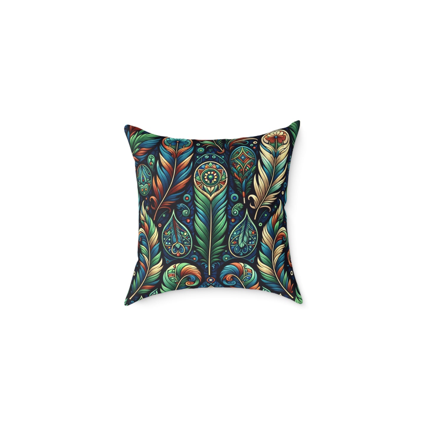 Bohemian Feather Cushion - Square Poly Canvas Pillow