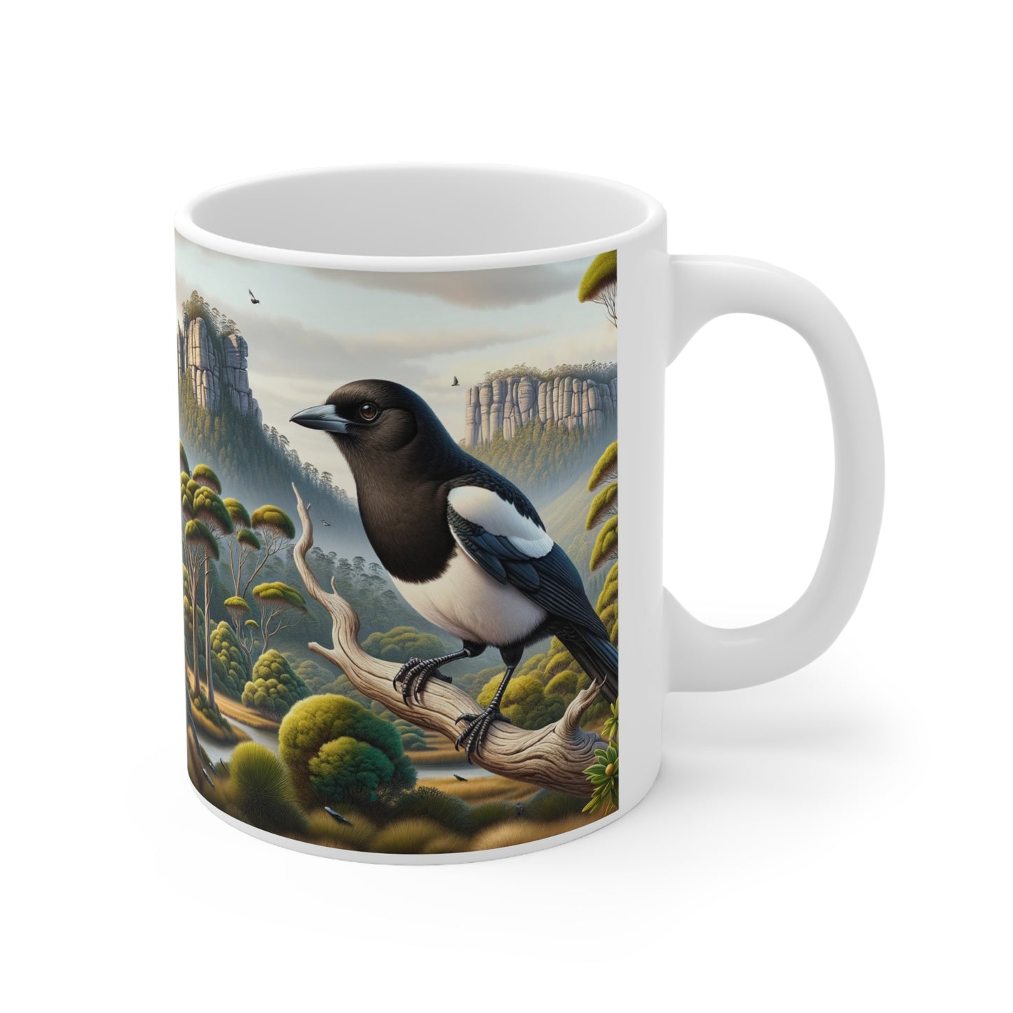 Majestic Magpie in Tasmanian Wilderness - Ceramic Coffee Cups, 11oz, 15oz