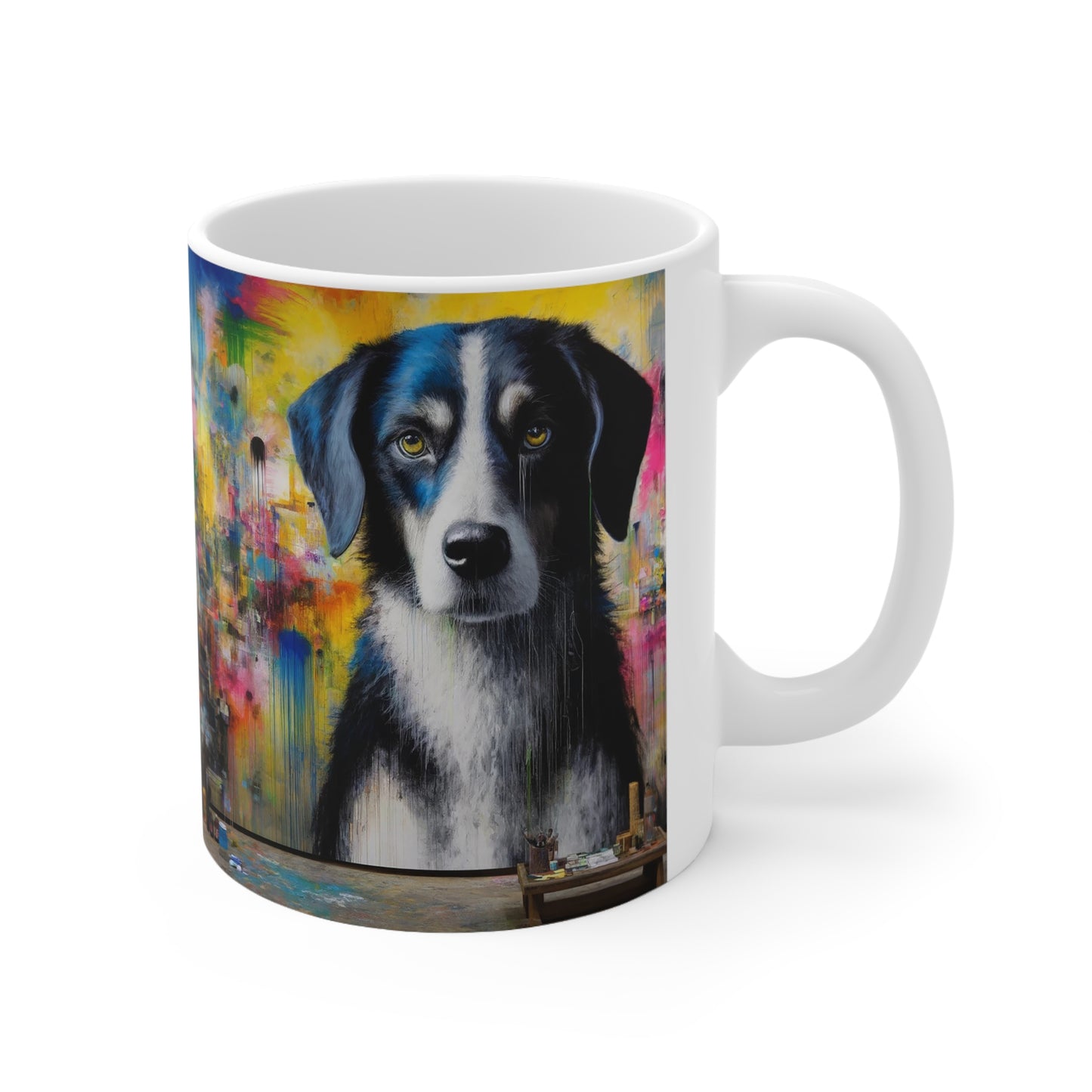 Abstract Canine Expression - White Ceramic Mug, 11oz