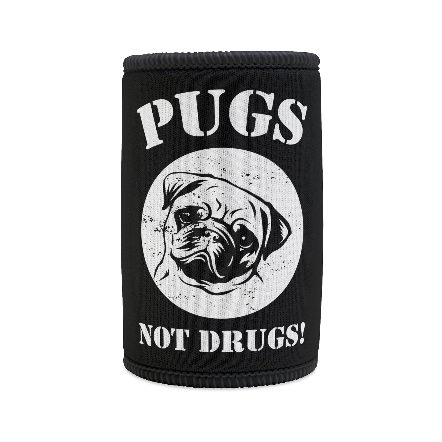 Pugs not drugs stubby holder, funny, pug lover gift, humorous drink cooler, playful dog design, cute pug accessory, novelty stubby holder