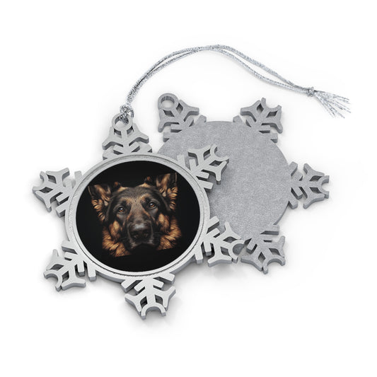 German Shepherd - Lockie - Pewter Snowflake Ornament